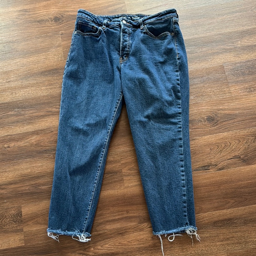OLD NAVY HIGH RISE O.G. STRAIGHT SECRETE SLIM POCKETS BUTTON FLY ANKLE JEANS 14